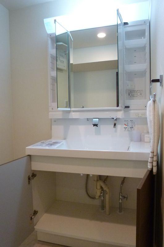 Wash basin, toilet. Bathroom vanity