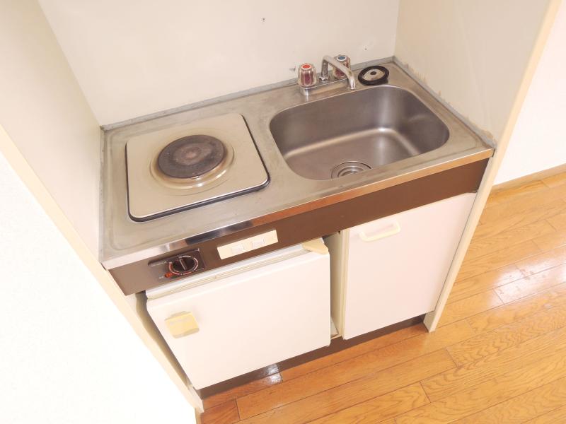 Kitchen. With a mini fridge that survive is to live alone!