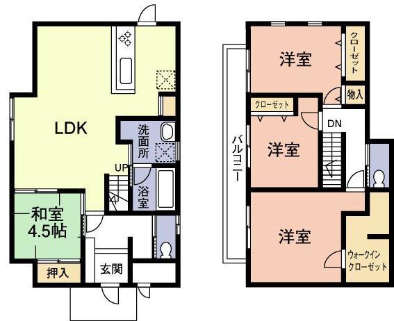 Building plan example (floor plan). Building plan example (A-3 Building) 4LDK, Land price 12 million yen, Land area 227.74 sq m , Building price 15.8 million yen, Building area 110.96 sq m