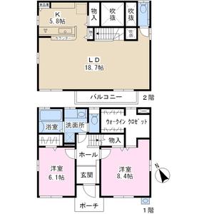 Floor plan. 27 million yen, 2LDK, Land area 198.37 sq m , Building area 98.52 sq m