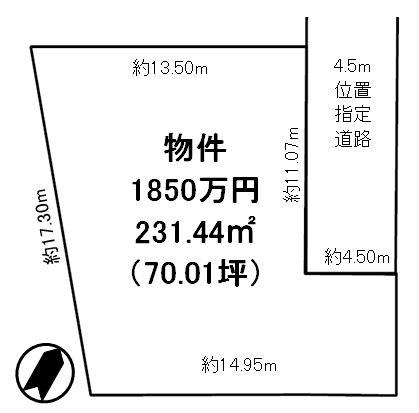 Compartment figure. 18.5 million yen, 2DK, Land area 231.44 sq m , Building area 49.68 sq m