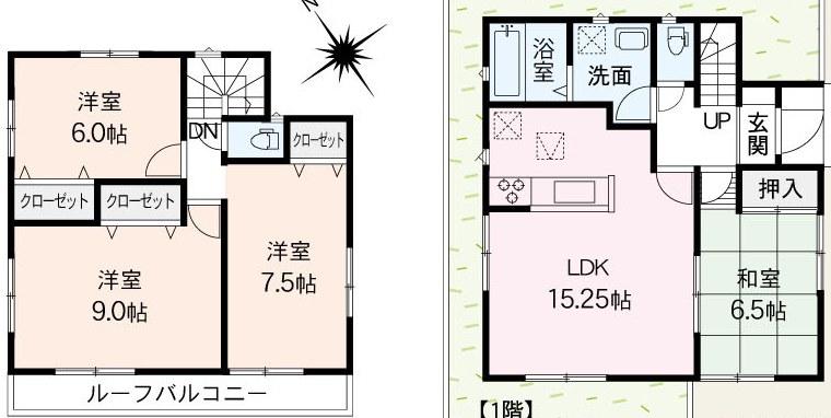 Floor plan. (1 Building), Price 24,900,000 yen, 4LDK, Land area 132.55 sq m , Building area 99.37 sq m