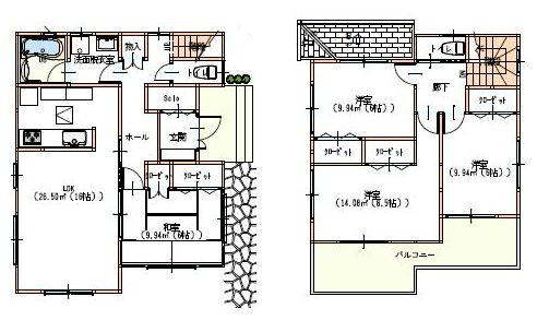 Building plan example (Perth ・ Introspection). Building 32.57 square meters