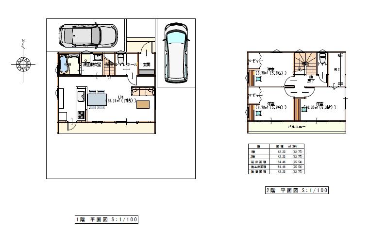 Building plan example (floor plan). Building plan example (No. 2 place) building price 10.7 million yen, Building area 25 square meters