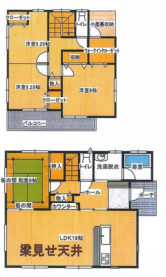 Floor plan. 32 million yen, 4LDK + S (storeroom), Land area 154.06 sq m , Building area 108.47 sq m