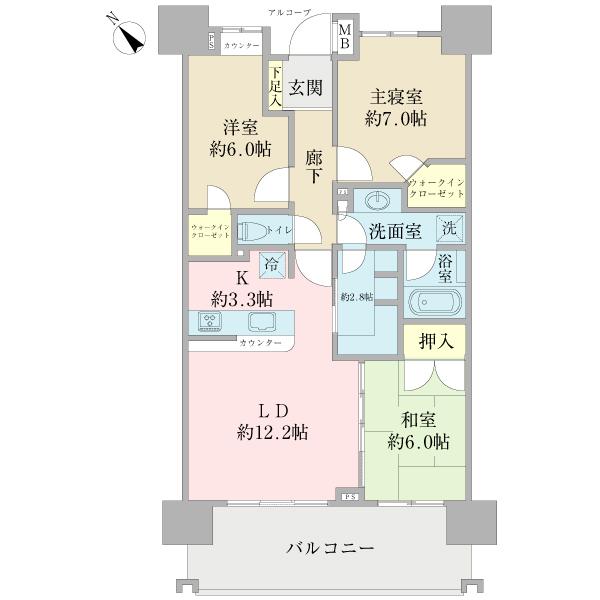 Floor plan. 3LDK+3S, Price 26 million yen, Footprint 80 sq m , Balcony area 13.8 sq m