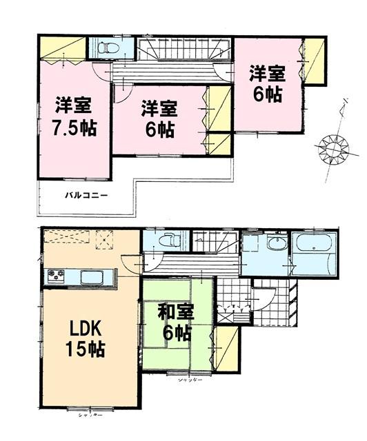 Floor plan. (1 Building), Price 20.4 million yen, 4LDK, Land area 165 sq m , Building area 99.37 sq m