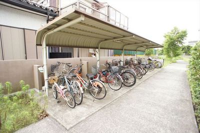 Other common areas. There are bicycle parking lot with a roof on site