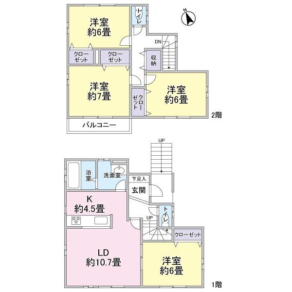 Floor plan. 22,900,000 yen, 4LDK, Land area 178.88 sq m , Building area 96.05 sq m 4LD ・ K type