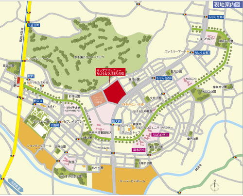 Local guide map. Keisei Chiharadai Station 14 mins