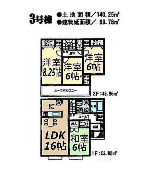 Floor plan. 23.2 million yen, 4LDK, Land area 140.3 sq m , Building area 99.78 sq m