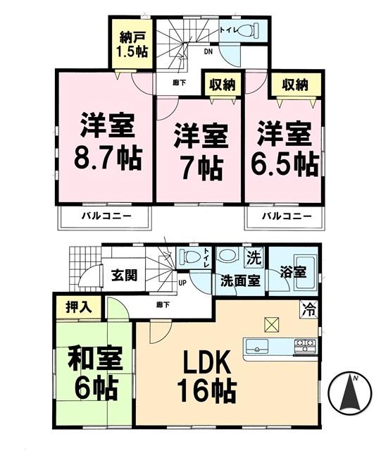 Floor plan. 21,800,000 yen, 4LDK + S (storeroom), Land area 201.16 sq m , Building area 102.87 sq m