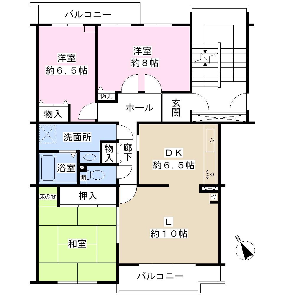 Floor plan. 3LDK, Price 8.8 million yen, Occupied area 94.56 sq m , Balcony area 10.42 sq m