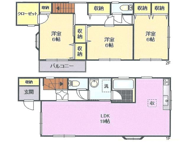 Floor plan. 33,800,000 yen, 3LDK, Land area 113.66 sq m , Building area 97.7 sq m