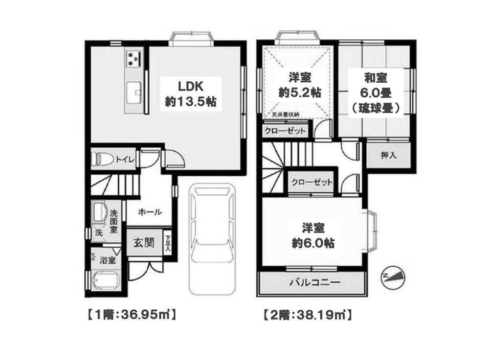 Floor plan. 35,800,000 yen, 3LDK, Land area 74 sq m , Building area 75.14 sq m west road contact road ・ South side adjacent land passage Southwest quasi corner lot