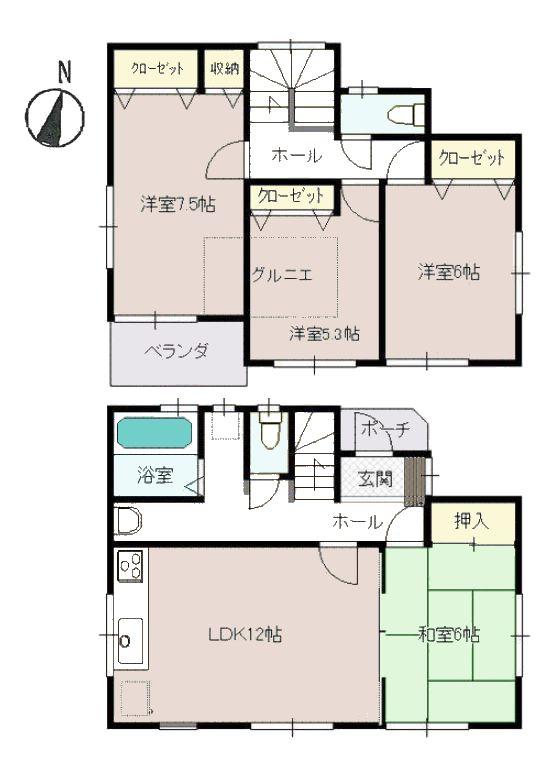 Floor plan. 34,800,000 yen, 4LDK, Land area 94.53 sq m , Building area 91.91 sq m