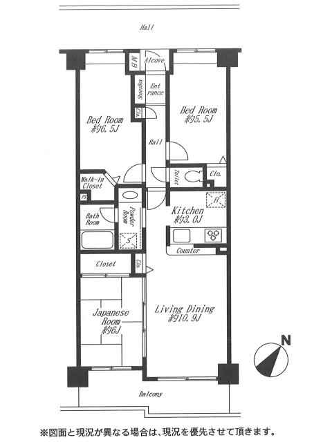 Floor plan. 3LDK, Price 35 million yen, Occupied area 68.64 sq m , Balcony area 8.7 sq m