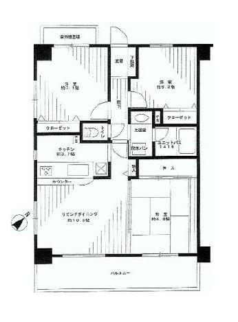 Floor plan. 3LDK, Price 24,900,000 yen, Occupied area 70.81 sq m , Balcony area 10.5 sq m floor plan