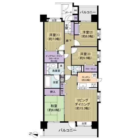 Floor plan. 4LDK, Price 39,800,000 yen, Footprint 102.19 sq m , Balcony area 20.1 sq m