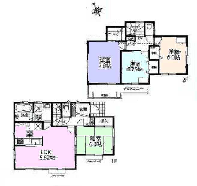 Floor plan. 44,800,000 yen, 4LDK, Land area 142.3 sq m , Good day in the building area 97.5 sq m all the living room facing south. Living and Japanese-style room was independently type.
