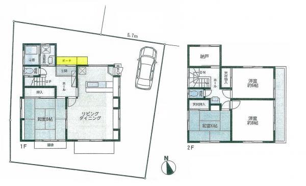 Floor plan. 48,500,000 yen, 4LDK + S (storeroom), Land area 144.02 sq m , Building area 106.45 sq m