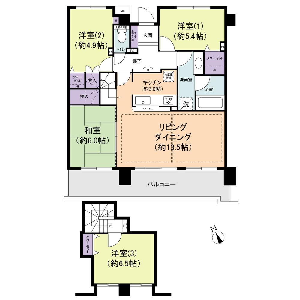 Floor plan. 4LDK, Price 29,800,000 yen, Occupied area 88.84 sq m , Balcony area 14.32 sq m