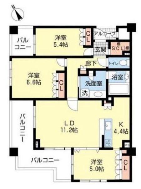 Floor plan. 3LDK, Price 29,800,000 yen, Occupied area 75.14 sq m , Balcony area 17.51 ​​sq m