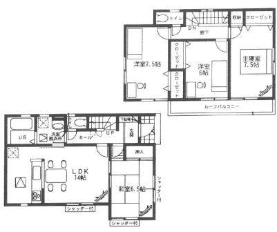 Floor plan. (1 Building), Price 26,800,000 yen, 4LDK, Land area 107.31 sq m , Building area 98.53 sq m