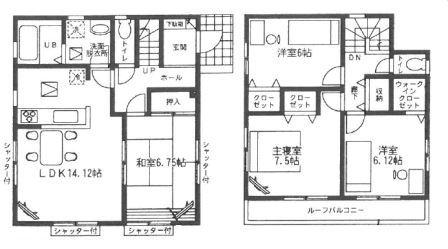 Floor plan. (Building 2), Price 23.8 million yen, 4LDK, Land area 120 sq m , Building area 97.5 sq m