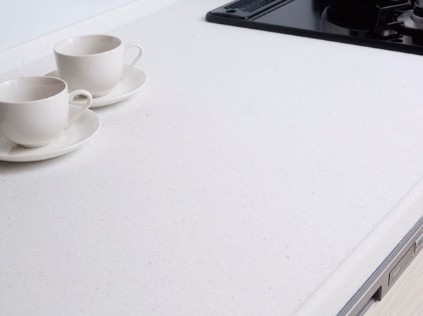 Kitchen.  [Artificial marble kitchen top board] Worktop that are both user-friendliness and beauty adopts the man-made marble. Strongly to heat, Care is easily, Also it has excellent durability.