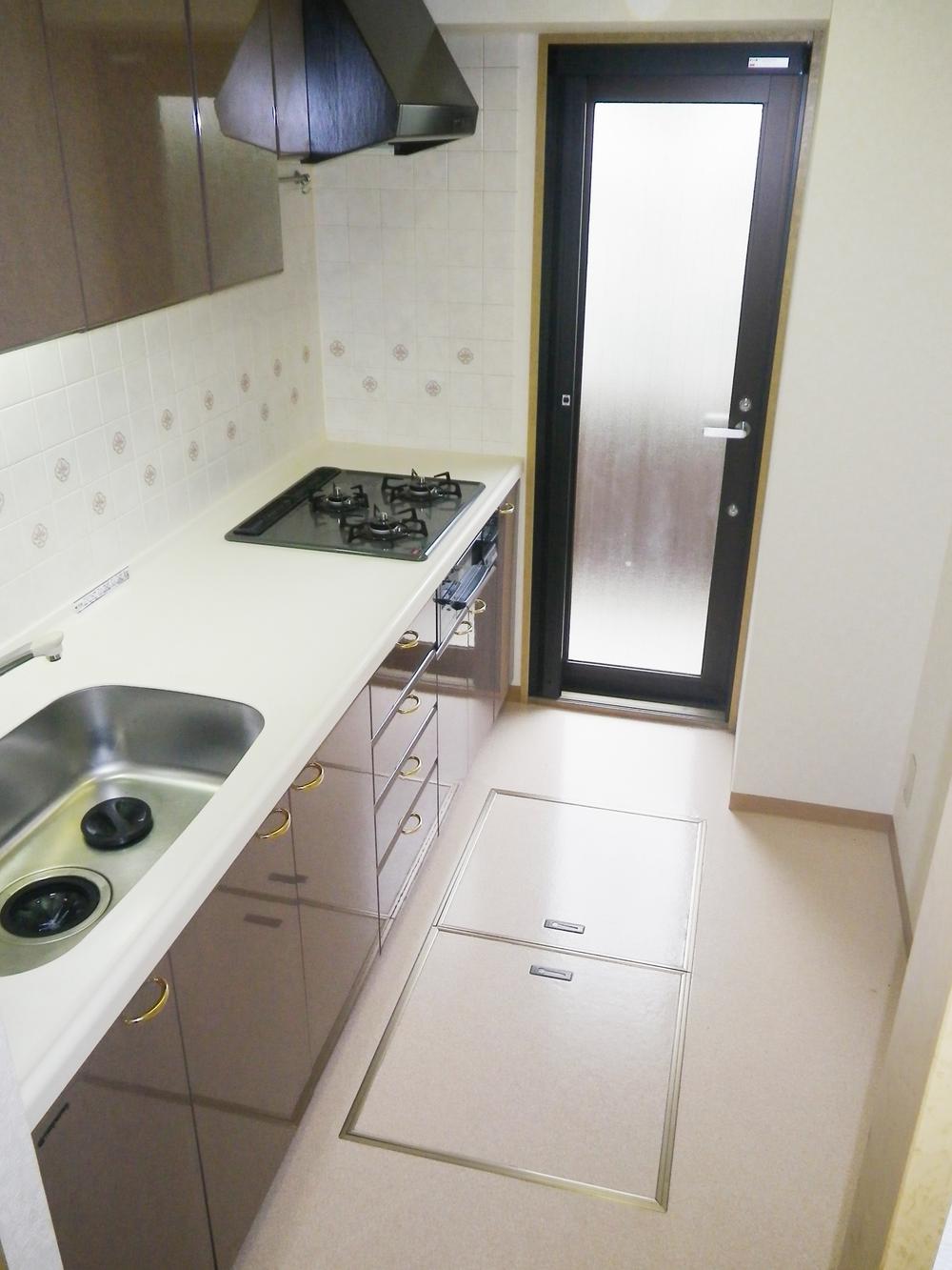 Kitchen. It will be in the kitchen with a back door and under-floor storage