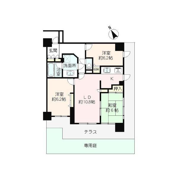 Floor plan. 3LDK, Price 28.8 million yen, Occupied area 72.64 sq m