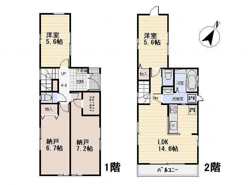 Floor plan. 39,800,000 yen, 2LDK + 2S (storeroom), Land area 93.95 sq m , Building area 91.09 sq m