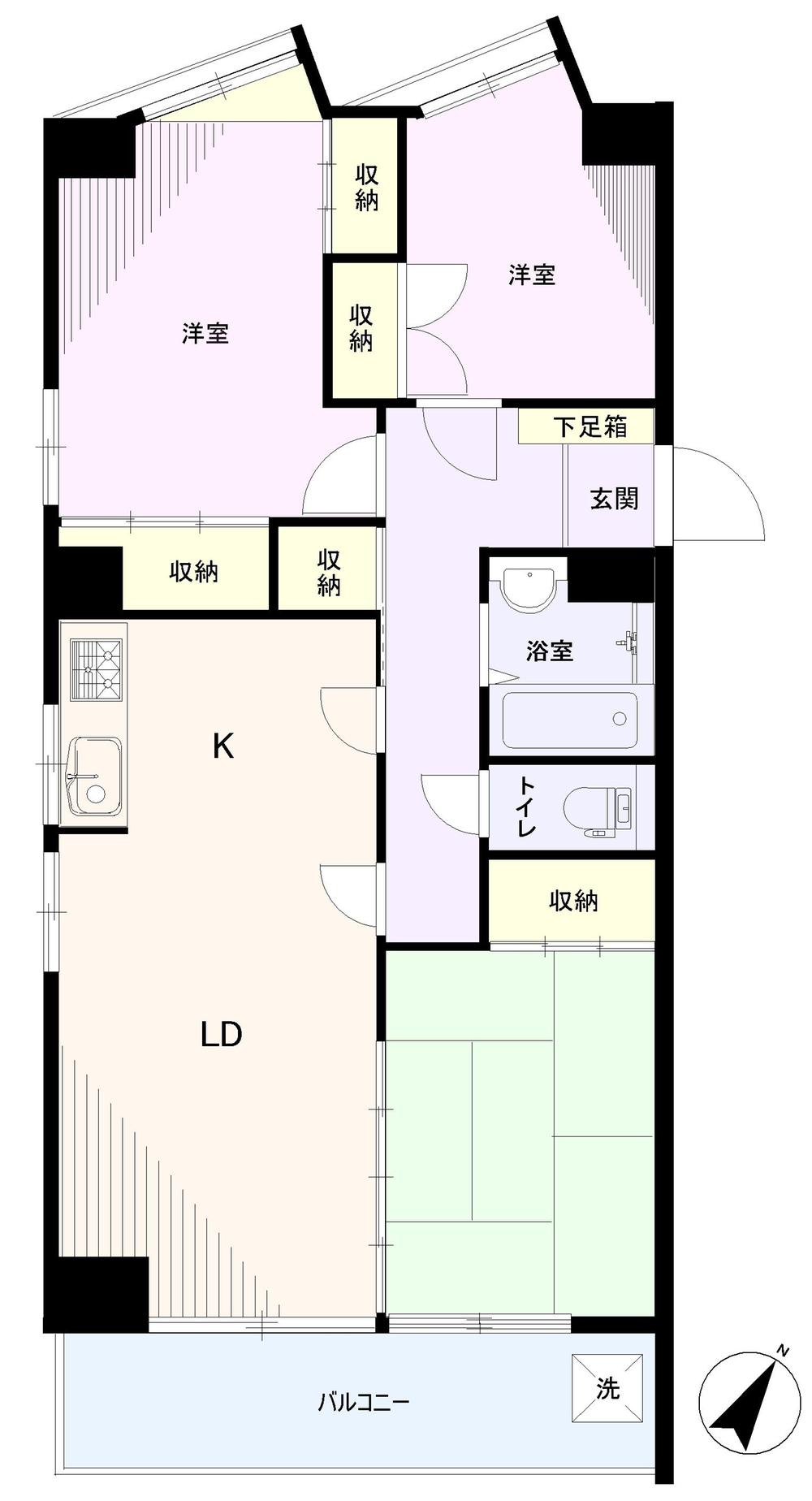Floor plan. 3LDK, Price 13.5 million yen, Footprint 73.5 sq m , Balcony area 7.8 sq m