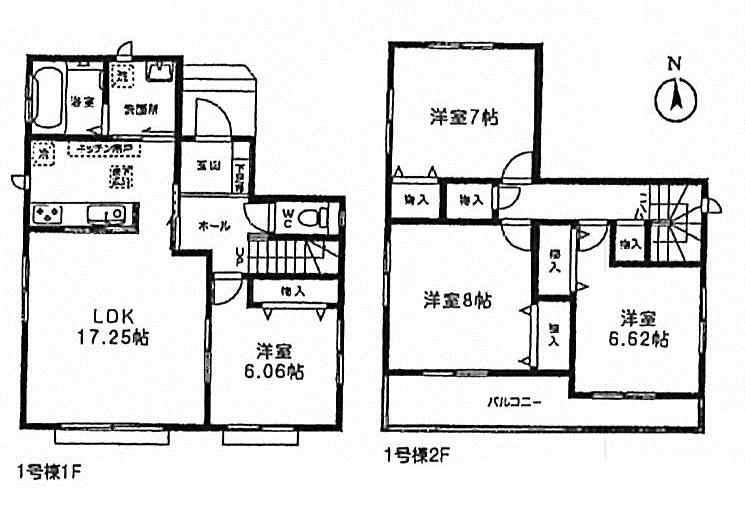 Floor plan. (1 Building), Price 28.8 million yen, 4LDK, Land area 136.21 sq m , Building area 104.54 sq m