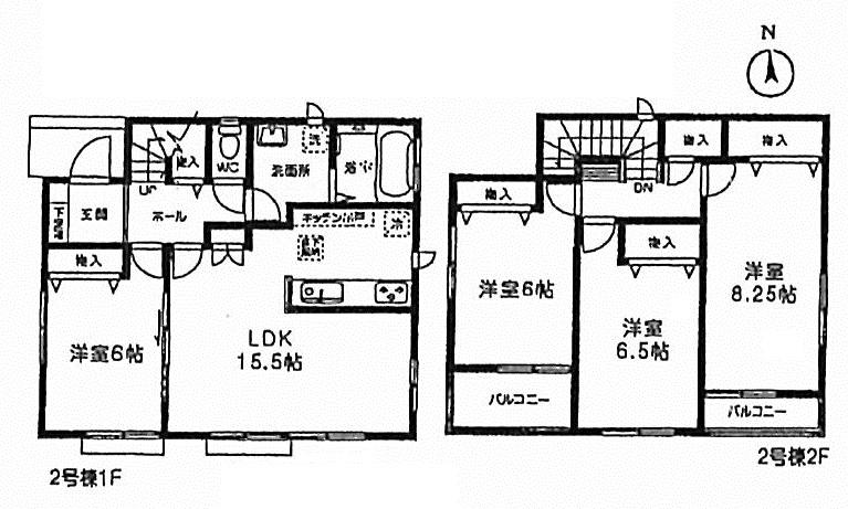 Floor plan. (Building 2), Price 25,800,000 yen, 4LDK, Land area 136.4 sq m , Building area 100.61 sq m
