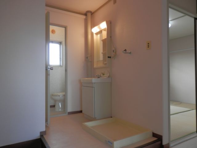 Washroom. Bathroom vanity, Indoor Laundry Storage