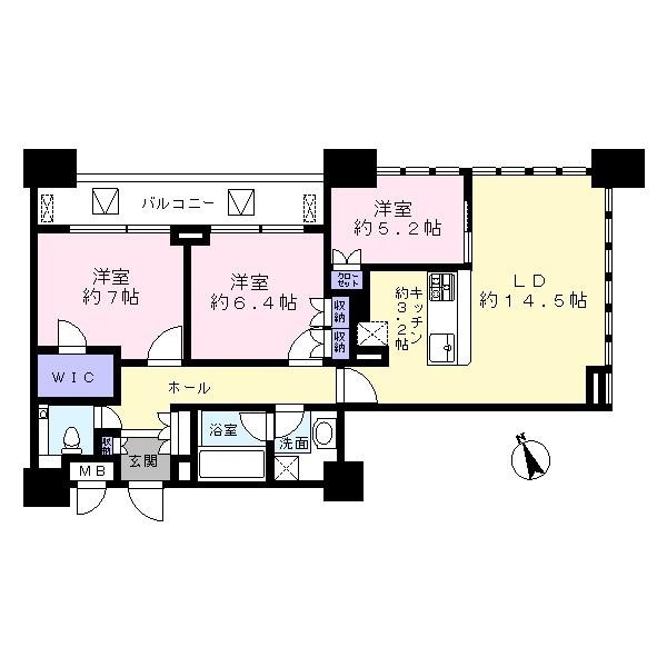 Floor plan. 3LDK, Price 56,500,000 yen, Occupied area 82.84 sq m , Balcony area 9.08 sq m