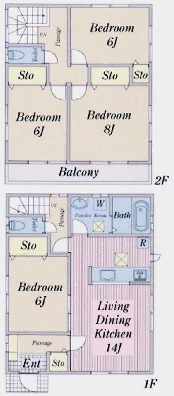 Floor plan. (Building 2), Price 47,800,000 yen, 4LDK, Land area 115.06 sq m , Building area 98.54 sq m