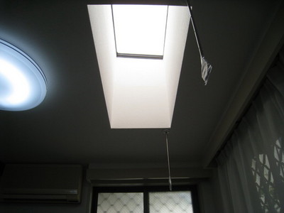 Living and room. Ceiling lighting unit