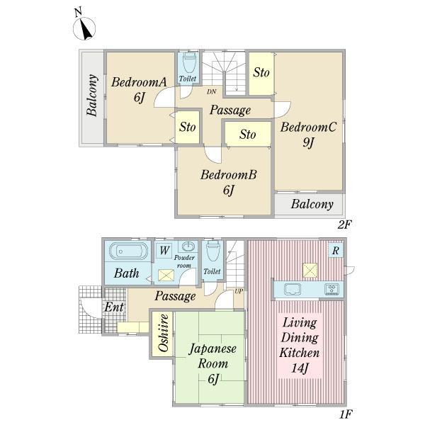 Floor plan. 48,800,000 yen, 4LDK, Land area 100.81 sq m , Building area 99.36 sq m