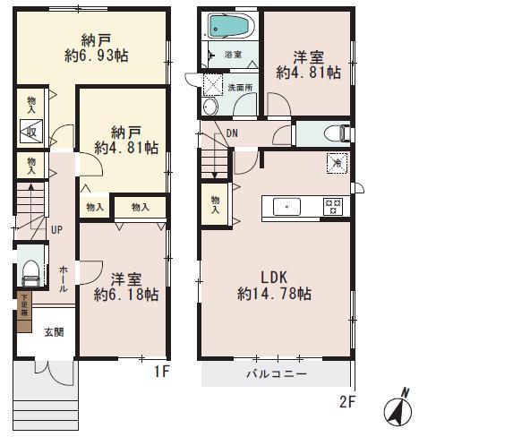 Floor plan. (1 Building), Price 32 million yen, 2LDK+2S, Land area 89.98 sq m , Building area 88.5 sq m