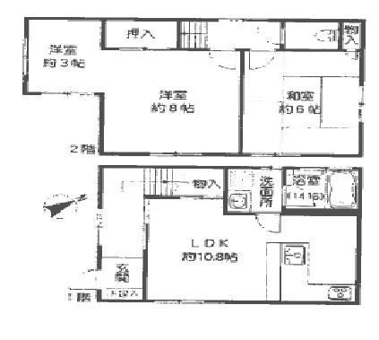Floor plan. 28,880,000 yen, 3LDK, Land area 49.61 sq m , Building area 62.79 sq m