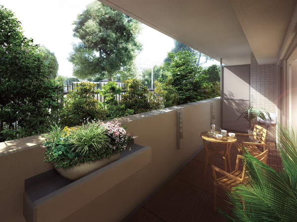 Other. From the room in which a height of 80cm from the road, You can wish the green apartment of planting and Shinbayama park (F1 type balcony Rendering)