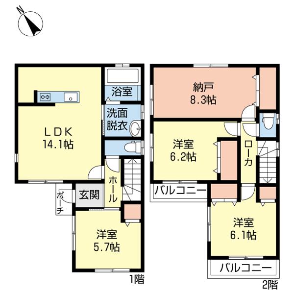 Floor plan. 35,800,000 yen, 3LDK+S, Land area 78.76 sq m , Building area 92.09 sq m