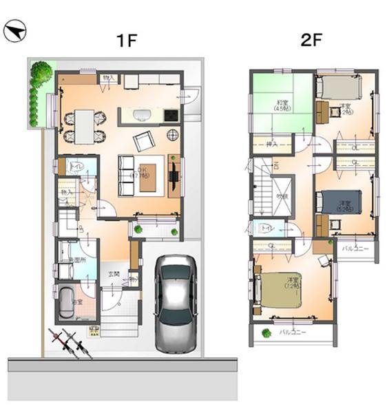 Other building plan example. Building reference plan (D section) Is 4LDK plan to enjoy the gatherings with the smooth family housework flow line aggregates the first floor LDK and the water around. 