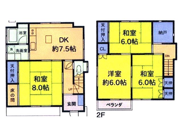 Floor plan. 15.5 million yen, 4DK + S (storeroom), Land area 119.55 sq m , Building area 82.61 sq m