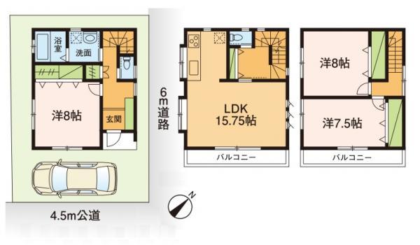 Floor plan. 38 million yen, 3LDK, Land area 68.82 sq m , Building area 102.45 sq m
