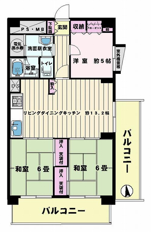 Floor plan. 3LDK, Price 8.6 million yen, Occupied area 70.19 sq m , Balcony area 18.45 sq m
