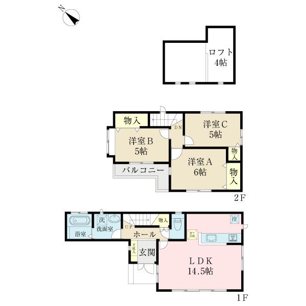 Floor plan. 38,800,000 yen, 3LDK, Land area 77.53 sq m , Building area 74.93 sq m